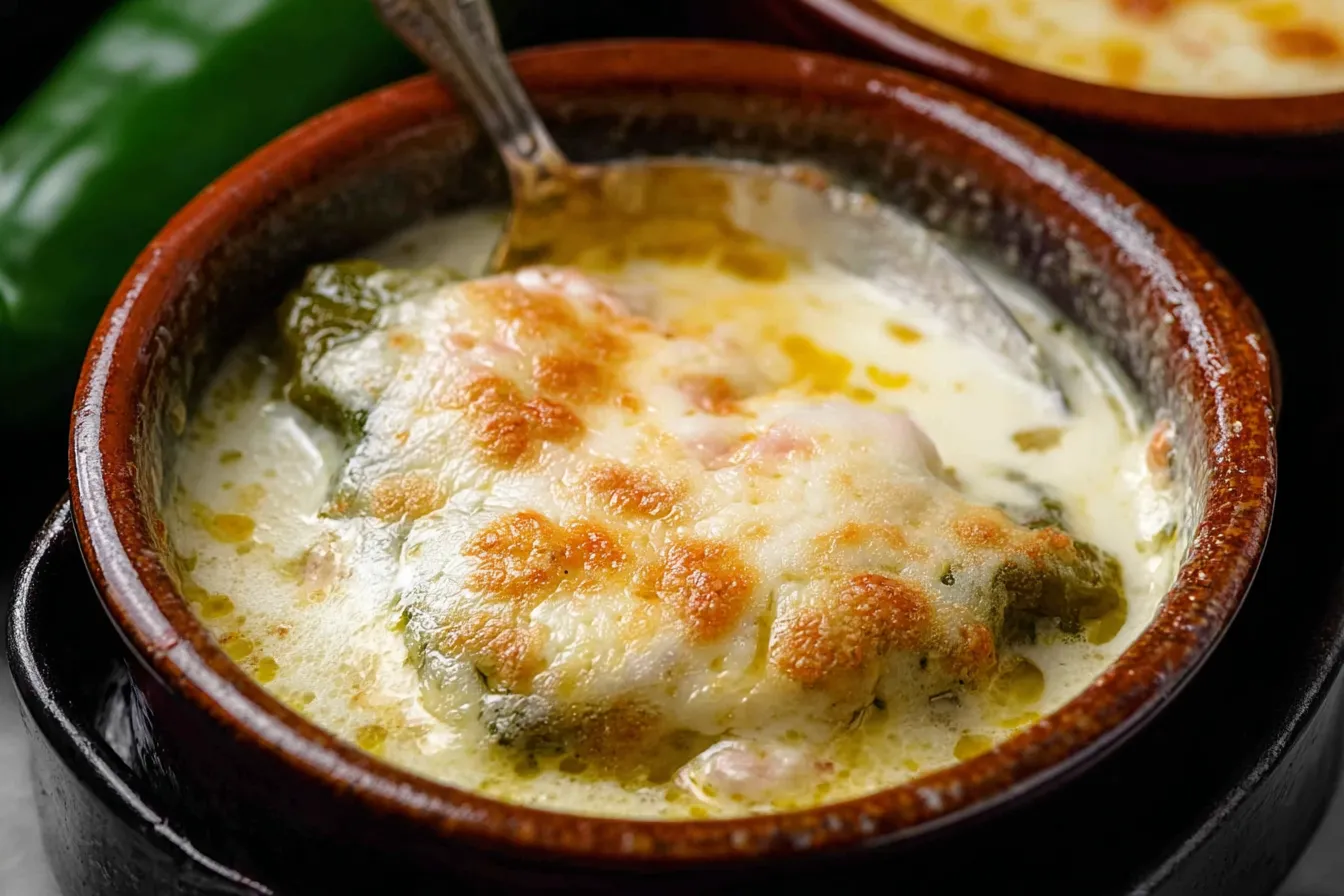 Chile Relleno Soup Garnished with Fresh Cilantro