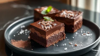 Chocolate Mousse Brownies Ready to Serve