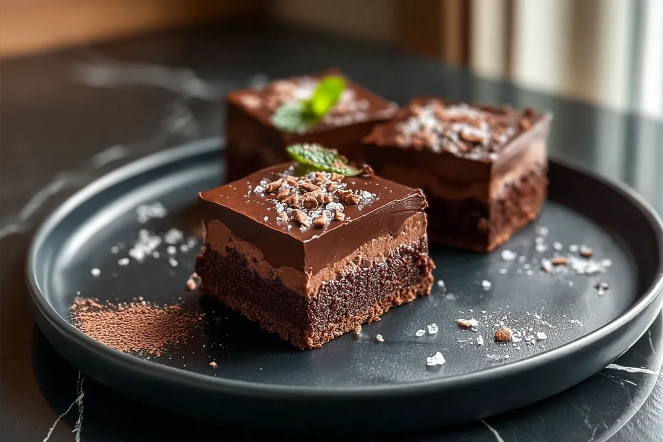 Chocolate Mousse Brownies Ready to Serve