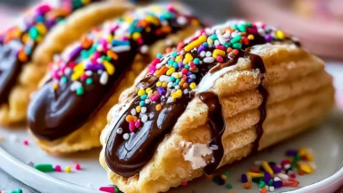 Churro Ice Cream Tacos Ready to Serve