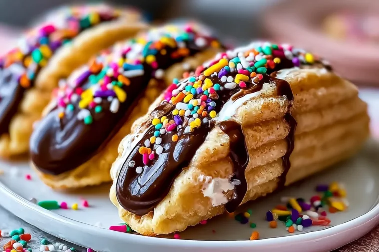 Churro Ice Cream Tacos: A Sweet Delight You Must Try! 3 Churro Ice Cream Tacos Ready to Serve