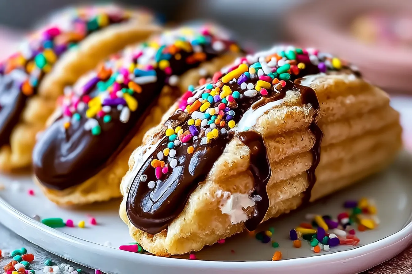 Churro Ice Cream Tacos: A Sweet Delight You Must Try! 3 Churro Ice Cream Tacos Ready to Serve