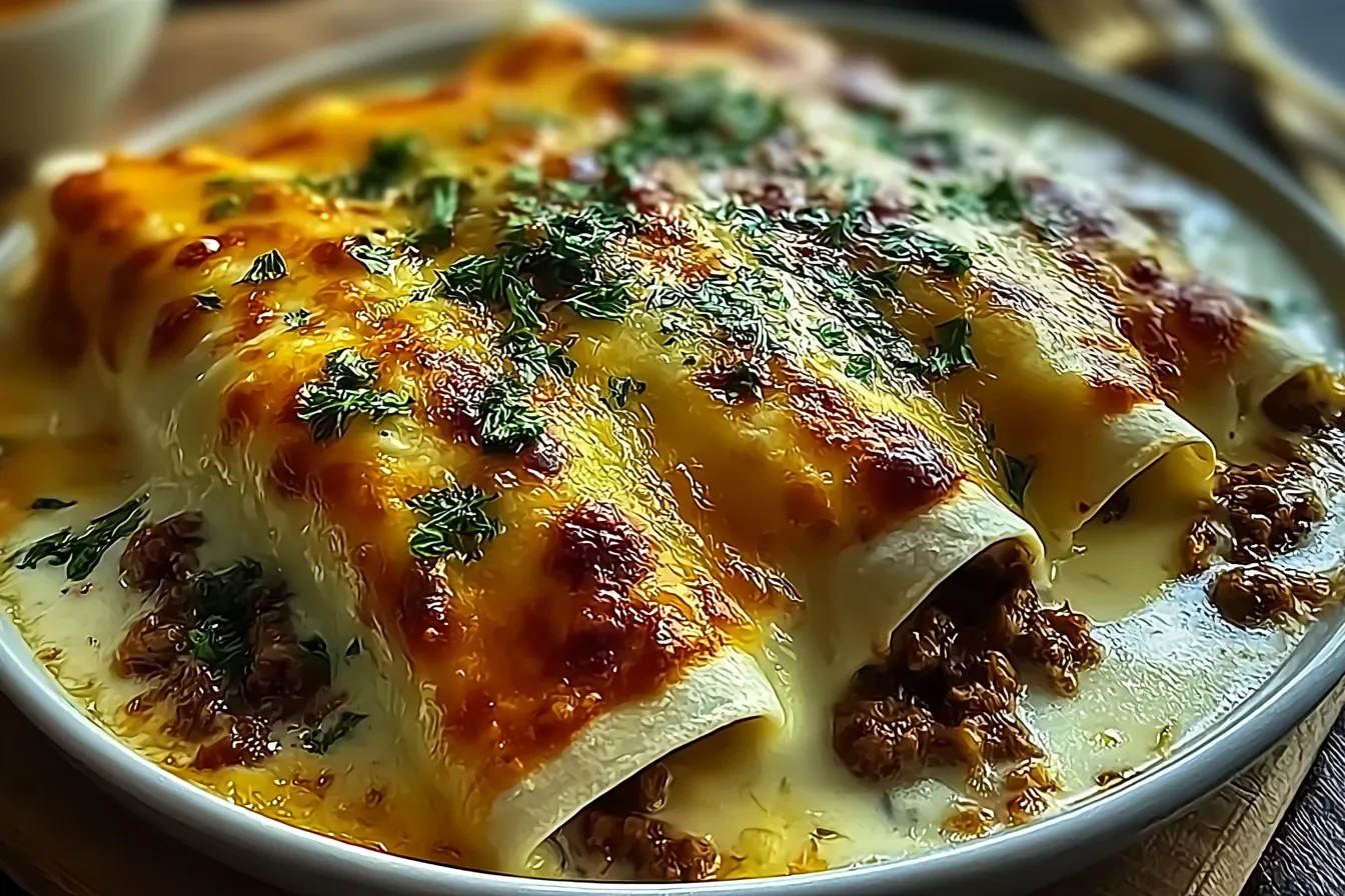Comforting Cheesy Beef Enchiladas with Creamy White Sauce Delight 4 Comforting Cheesy Beef Enchiladas with Creamy White Sauce