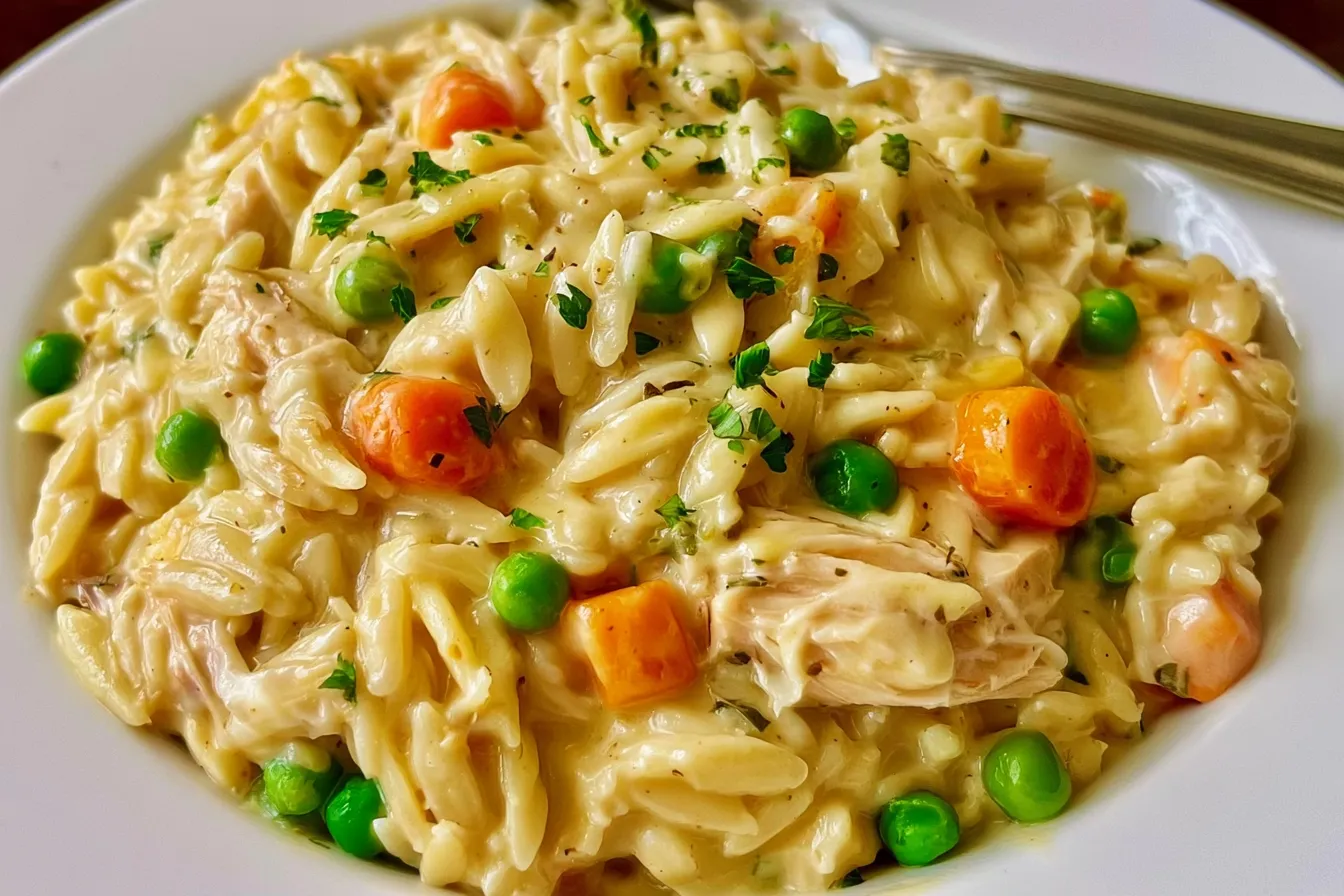 Creamy Chicken Pot Pie Orzo: Comfort Food You’ll Love 4 Creamy Chicken Pot Pie Orzo