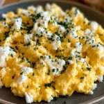 Creamy Cottage Cheese Scrambled Eggs on a Breakfast Plate