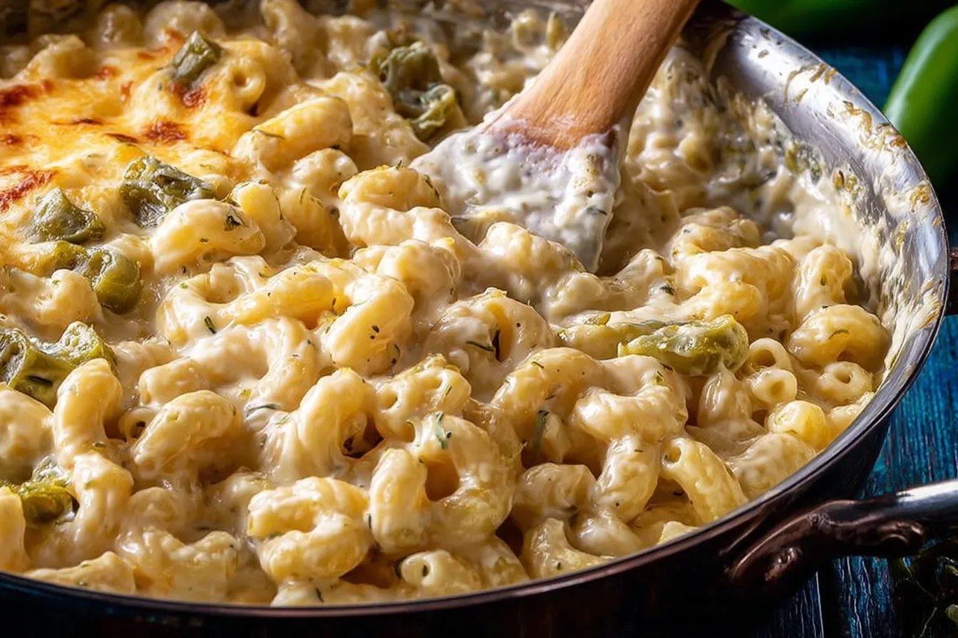 Creamy Hatch Chile Mac and Cheese in a Bowl