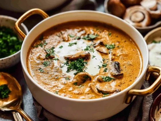 Delicious Creamy Hungarian Mushroom Soup in a Bowl