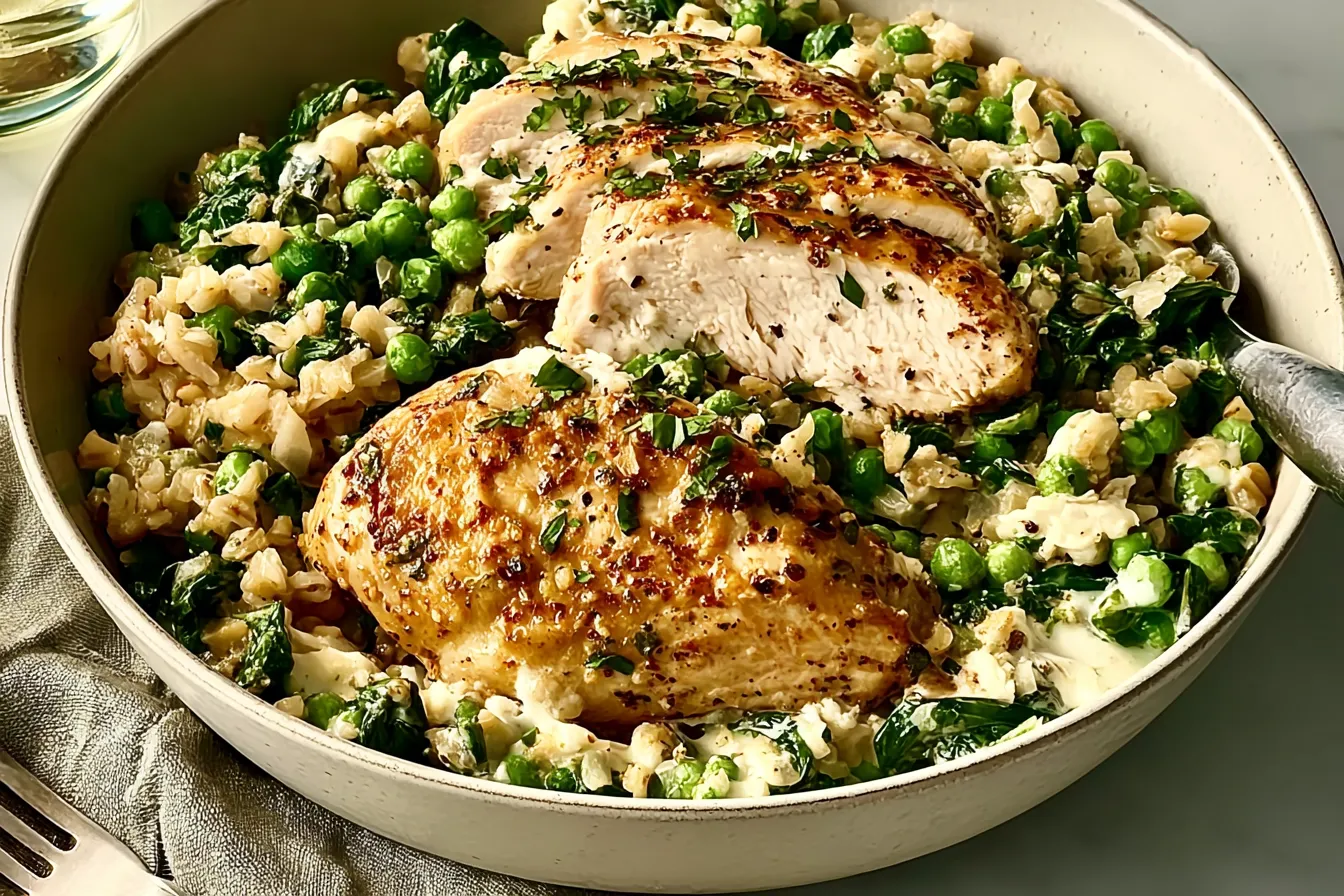 Creamy Lemon Chicken Skillet with Spinach & Peas: A Delight! 4 Creamy Lemon Chicken Skillet with Spinach & Peas
