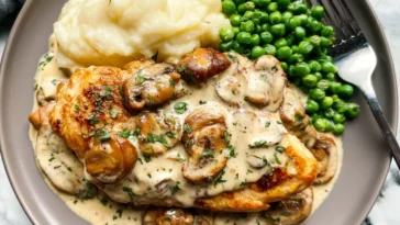 Creamy Mushroom Chicken Plated and Ready to Serve