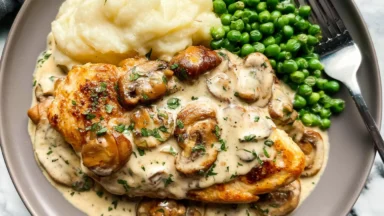 Creamy Mushroom Chicken Plated and Ready to Serve