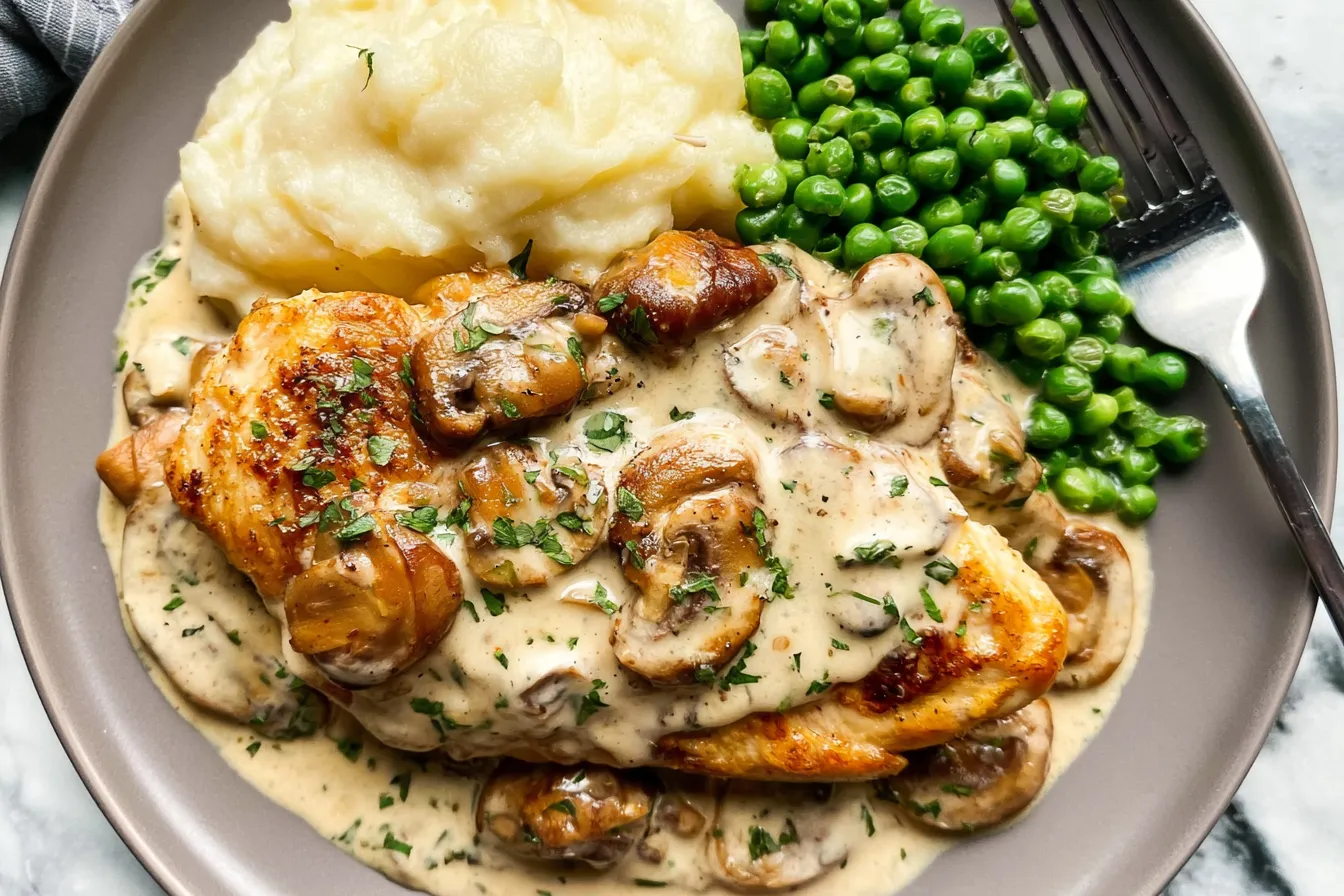 Creamy Mushroom Chicken: A Comforting Delight to Savor 3 Creamy Mushroom Chicken Plated and Ready to Serve