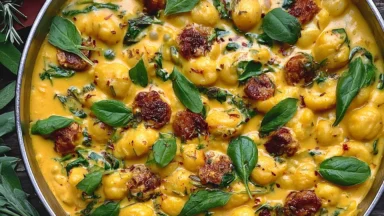 Creamy Pumpkin Gnocchi with Spinach and Sausage – A One-Pan Wonder