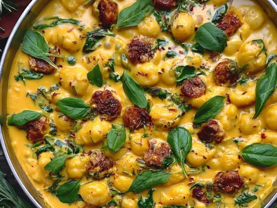 Creamy Pumpkin Gnocchi with Spinach and Sausage – A One-Pan Wonder