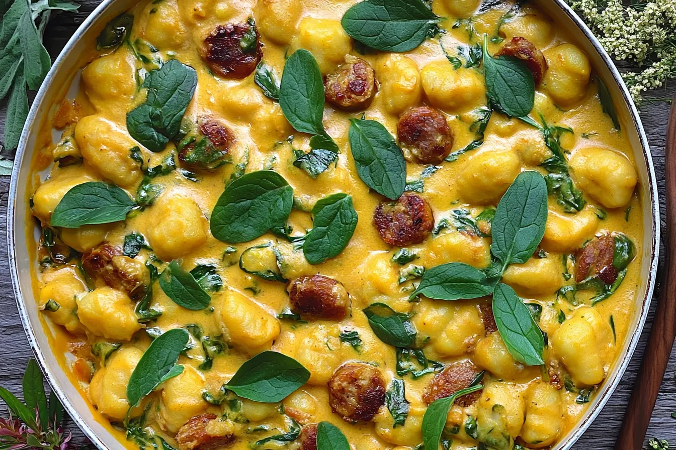 Creamy Pumpkin Gnocchi with Spinach and Sausage (30-Minute, One-Pan) 