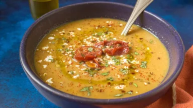 Creamy Roasted Hatch Chile Soup in a Bowl