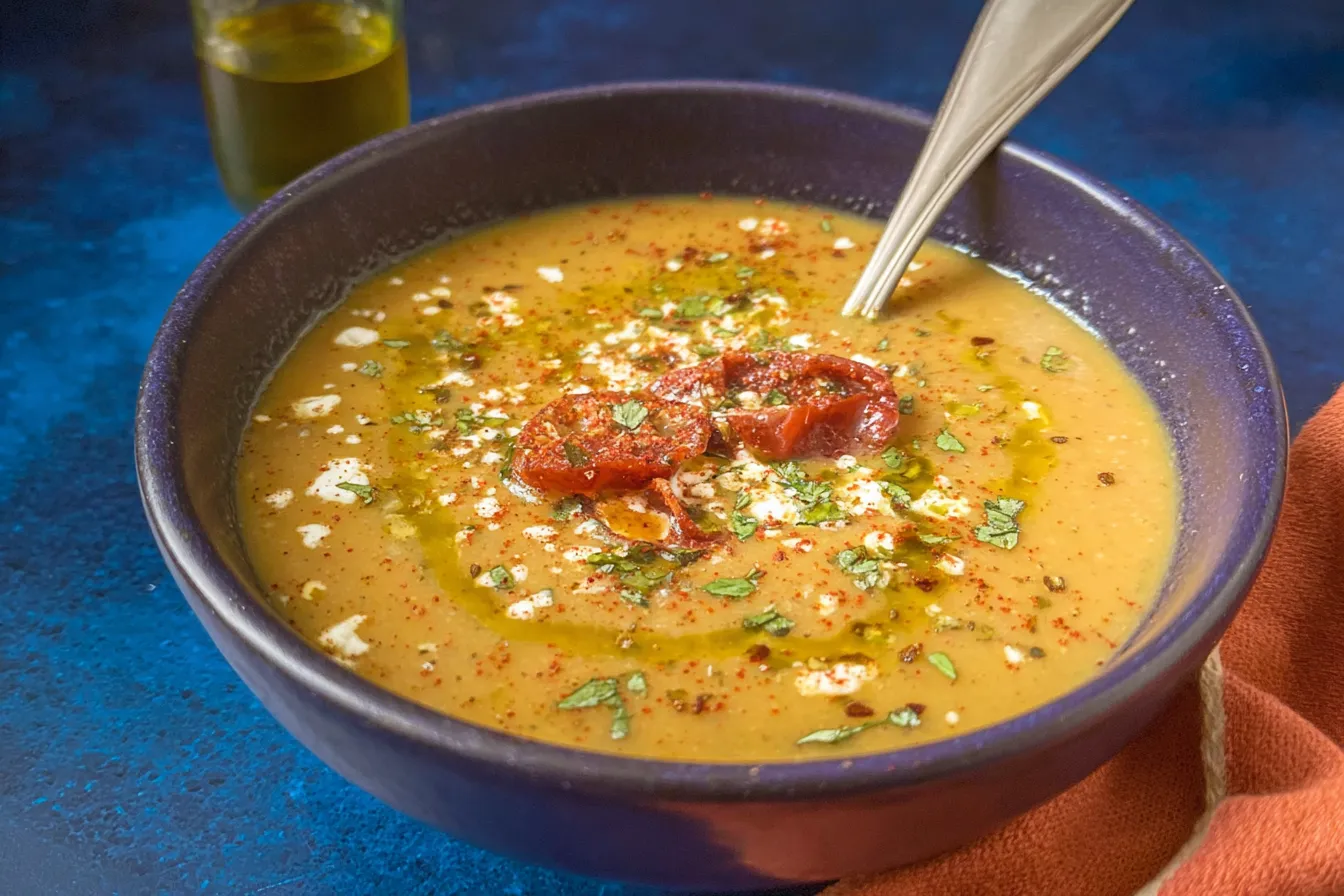 Creamy Roasted Hatch Chile Soup in a Bowl