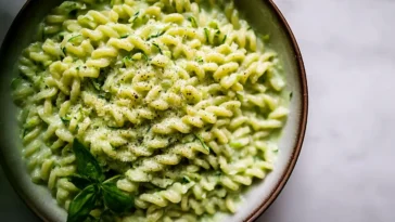 Creamy Zucchini Pasta Dish Ready to Serve