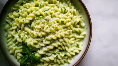 Creamy Zucchini Pasta Dish Ready to Serve