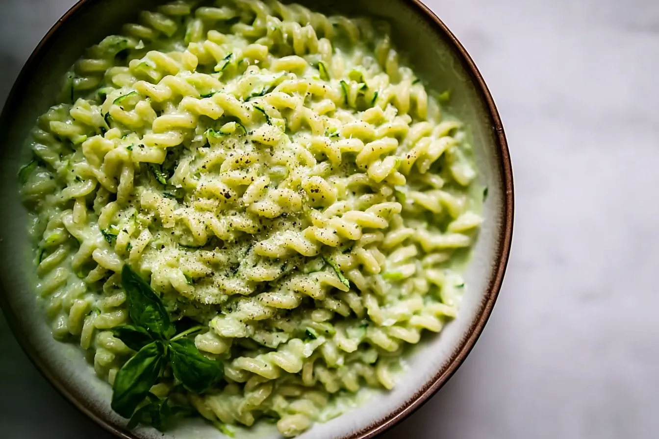 Creamy Zucchini Pasta Dish Ready to Serve