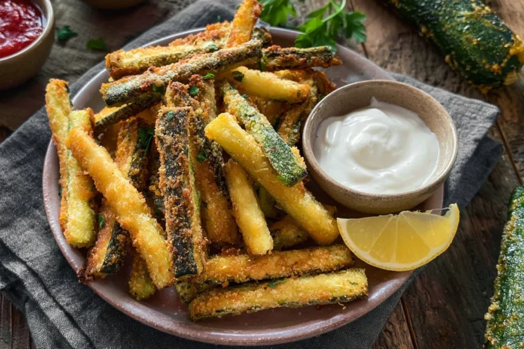 Crispy Baked Zucchini Fries: Your New Favorite Snack 3 Crispy Baked Zucchini Fries Plated with Dipping Sauce