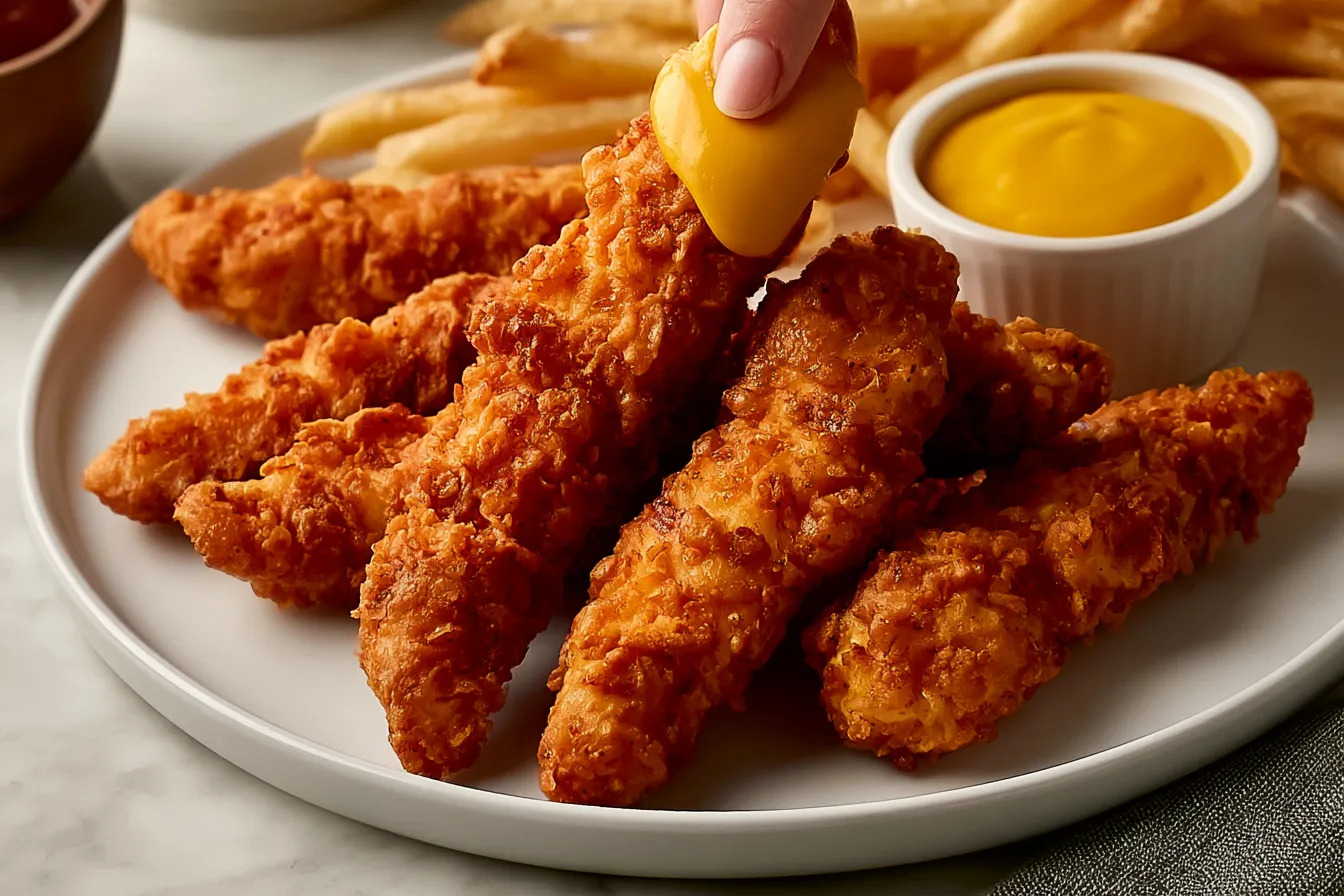 Crispy Fried Chicken Tenders Recipe You’ll Crave – So Delicious! 3 Crispy Fried Chicken Tenders in a Serving Bowl