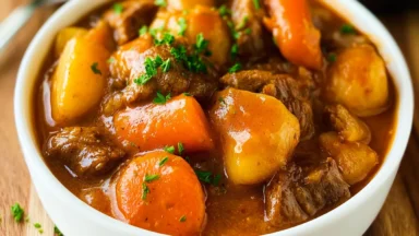 Delicious Crock Pot Beef Stew in a Rustic Bowl