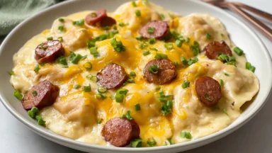 Crockpot Pierogi Casserole with Kielbasa - Comfort Food Delight