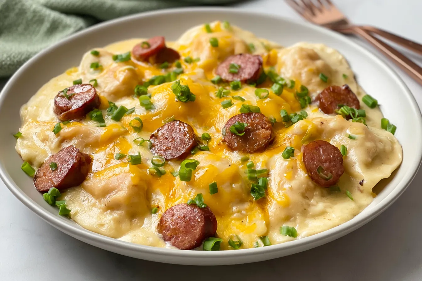 Crockpot Pierogi Casserole with Kielbasa - Comfort Food Delight