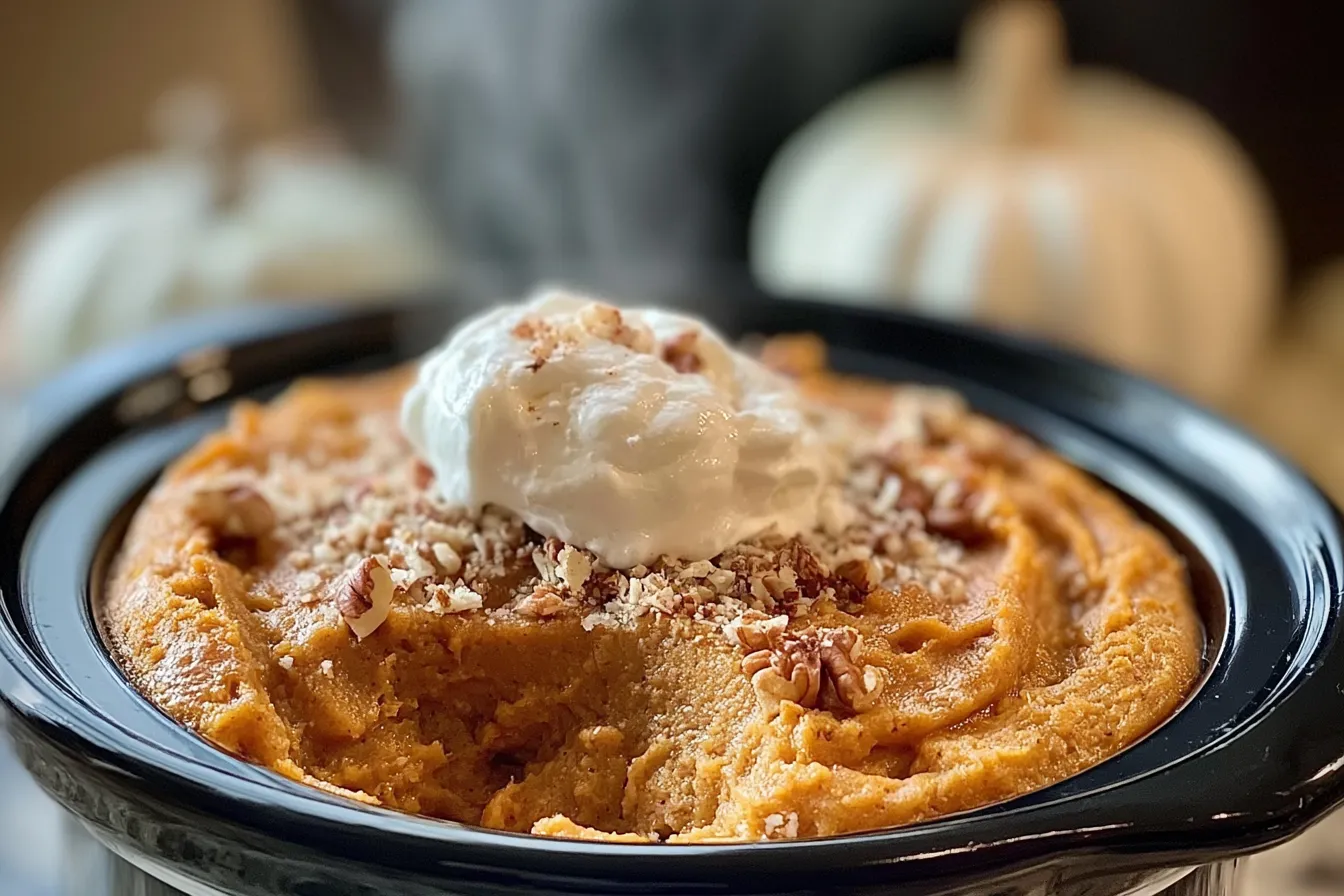 Crockpot Pumpkin Cobbler: Fall Comfort in Every Bite 3 Crockpot Pumpkin Cobbler Served in a Bowl