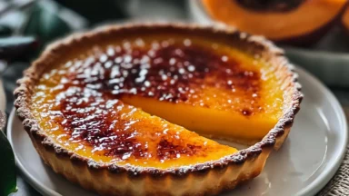 Delightful Japanese Sweet Potato Crème Brûlée Tart Close-Up