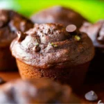 Double Chocolate Zucchini Muffins Freshly Baked