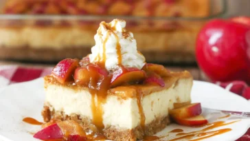 Mouthwatering Easy Caramel Apple Cheesecake Close-Up