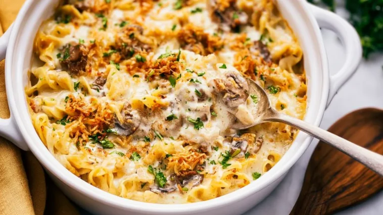 Delicious Easy Creamy Chicken Mushroom Casserole Serving