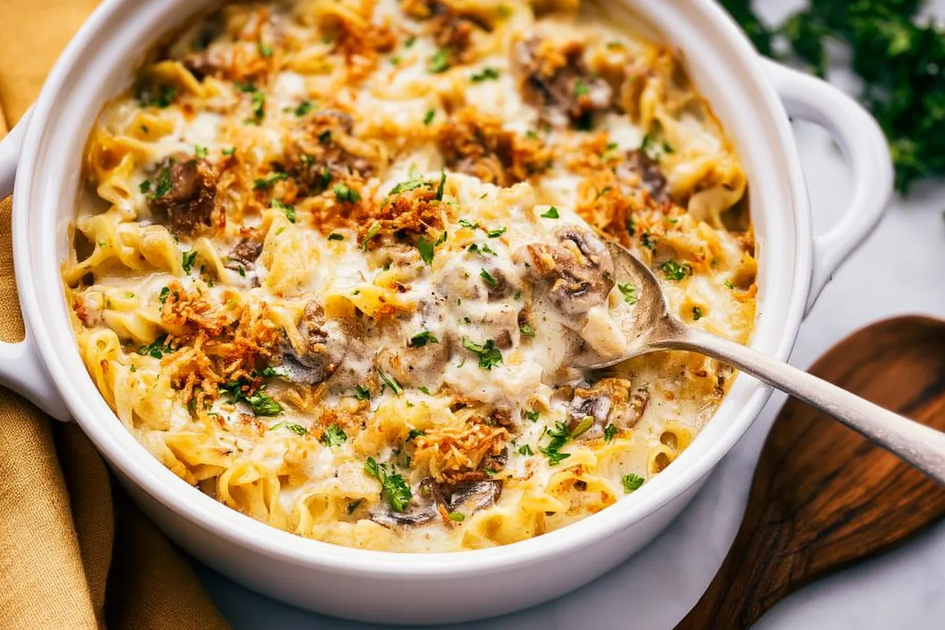 Easy Creamy Chicken Mushroom Casserole - Comfort Food Delight 3 Delicious Easy Creamy Chicken Mushroom Casserole Serving