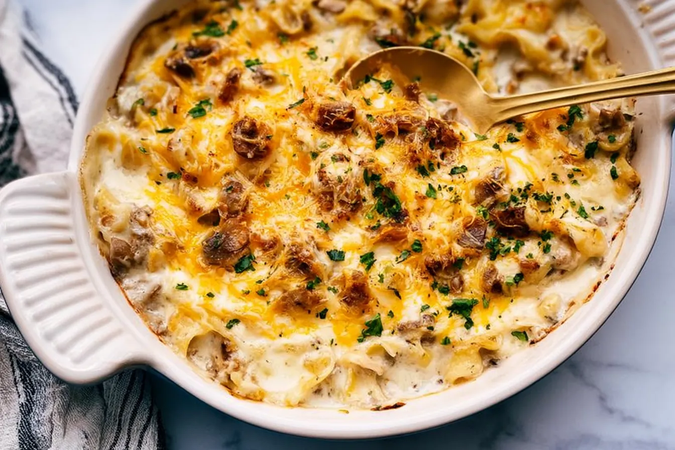 Easy Creamy Chicken Mushroom Casserole - Comfort Food Delight 4 Easy Creamy Chicken Mushroom Casserole