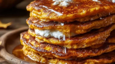 Fluffy Easy Pumpkin Pancakes with Cottage Cheese