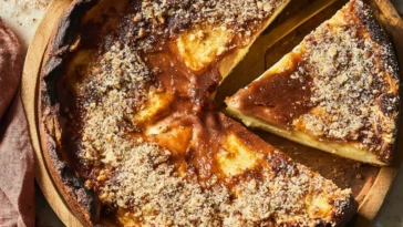Flourless Greek Yogurt Apple Cake on a Plate