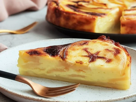 Freshly Baked French Custard Pie with Apples