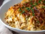 French Onion Chicken Orzo Casserole in a Baking Dish