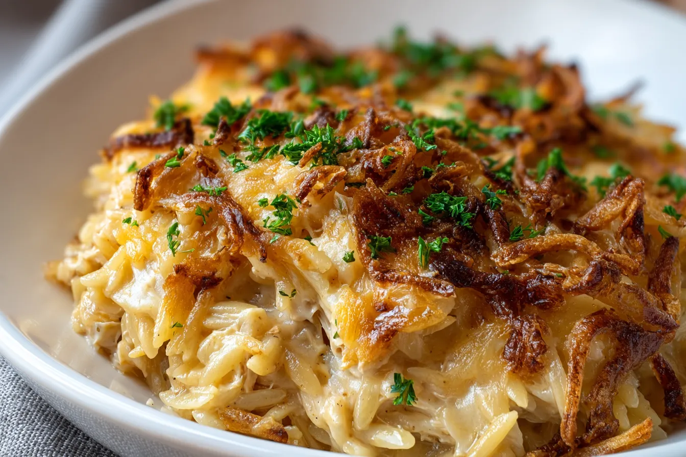 French Onion Chicken Orzo Casserole: A Comforting Delight 4 French Onion Chicken Orzo Casserole