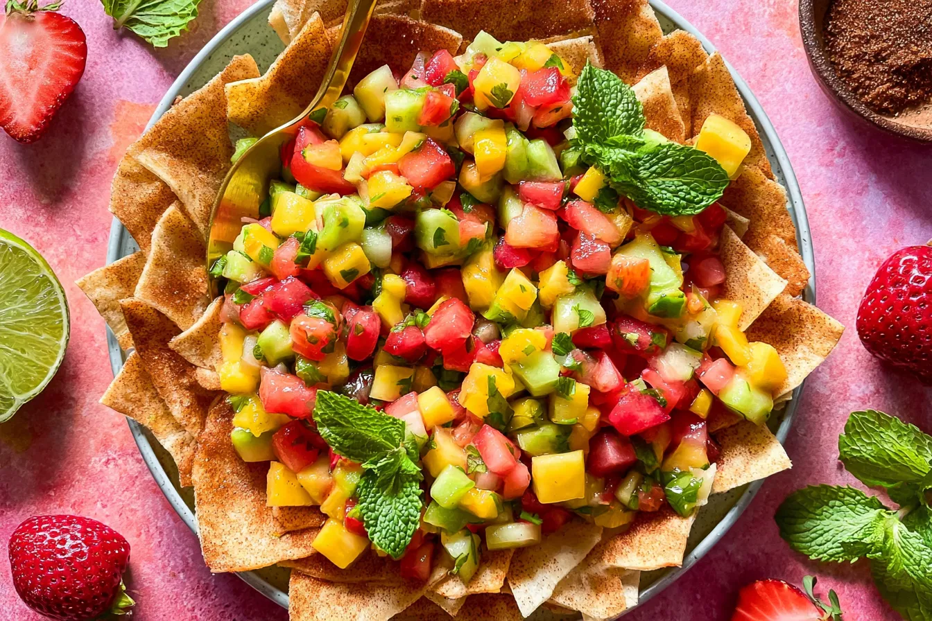 Fruit Salsa with Cinnamon Sugar Chips: A Sweet Delight 3 Fruit Salsa with Cinnamon Sugar Chips Close-Up