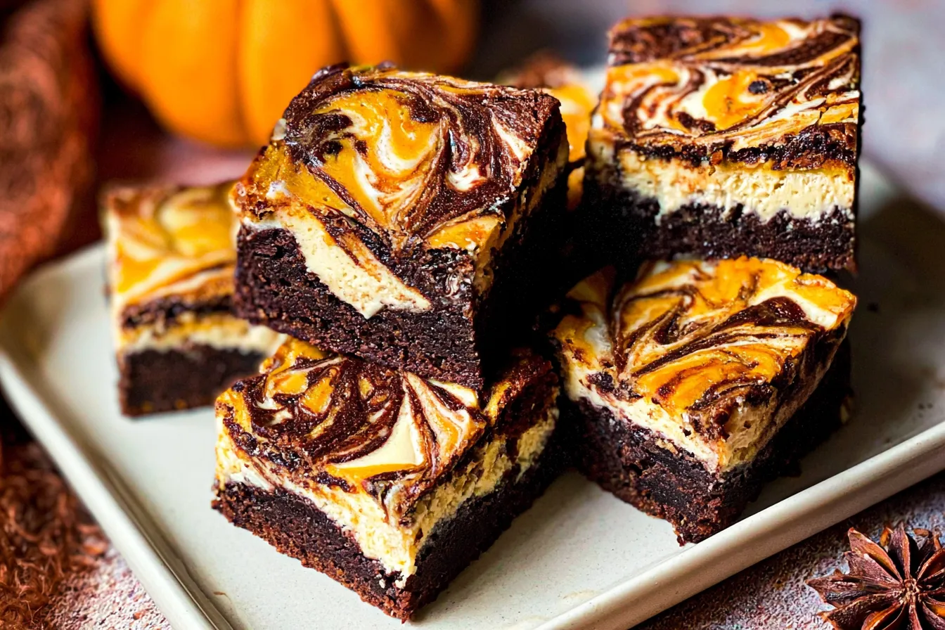Fudgy Swirled Pumpkin Cheesecake Brownies 