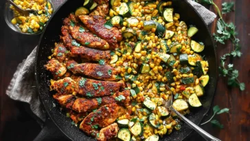 Succulent Garlic Butter Chicken with Zucchini and Corn