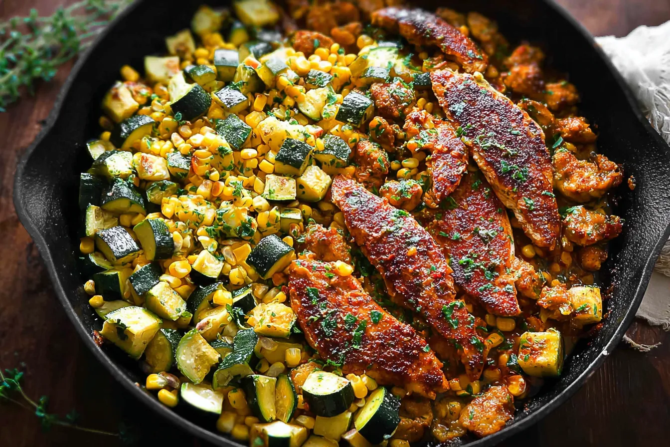 Garlic Butter Chicken with Zucchini and Corn - One-Pan, 30-Minute Meal 