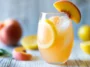 Ginger Peach Lemonade in a Glass with Fresh Fruits