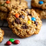 Gluten Free Flourless Monster Cookies on a Baking Tray