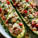 Greek Chicken Stuffed Zucchini Boats: A Delicious Twist 14 Greek Chicken Stuffed Zucchini Boats Plated