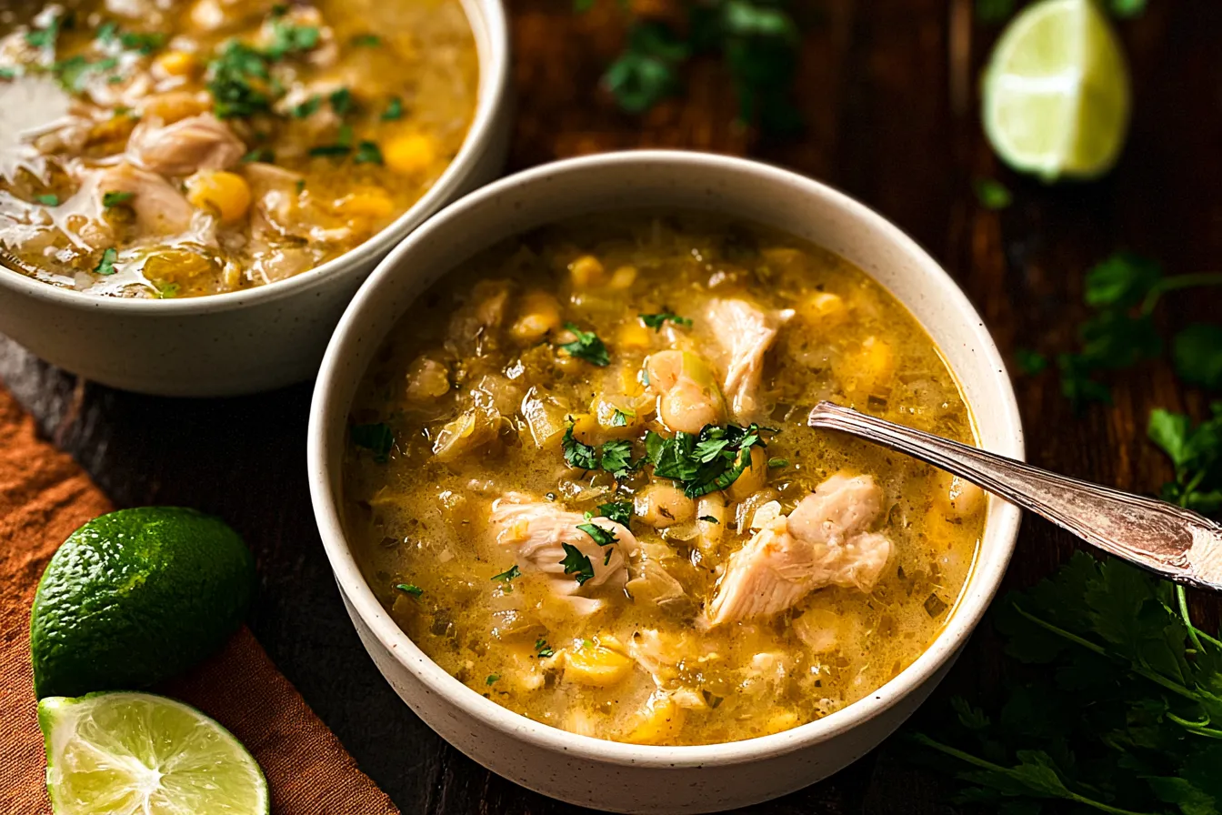 Delicious Green Chile Chicken Stew in a Bowl