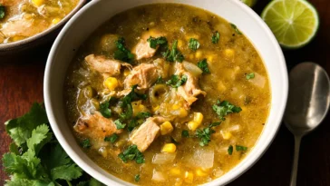 Delicious Green Chile Chicken Stew in a Bowl