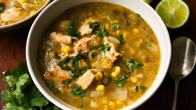 Delicious Green Chile Chicken Stew in a Bowl